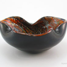 Mid-Century Italian Murano art glass cane and silver leaf bowl.