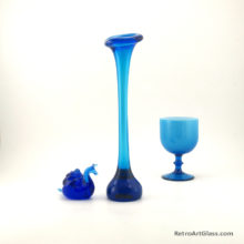Swedish Modern Art Glass Bone Vase in Blue Circa 1960s