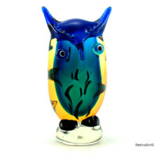 Vintage Murano Art Glass Sommerso Handmade Owl Large